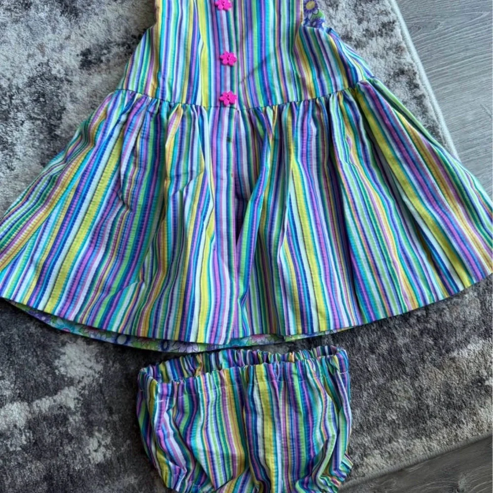 Vintage handmade baby girls reversible dress & bloomers set